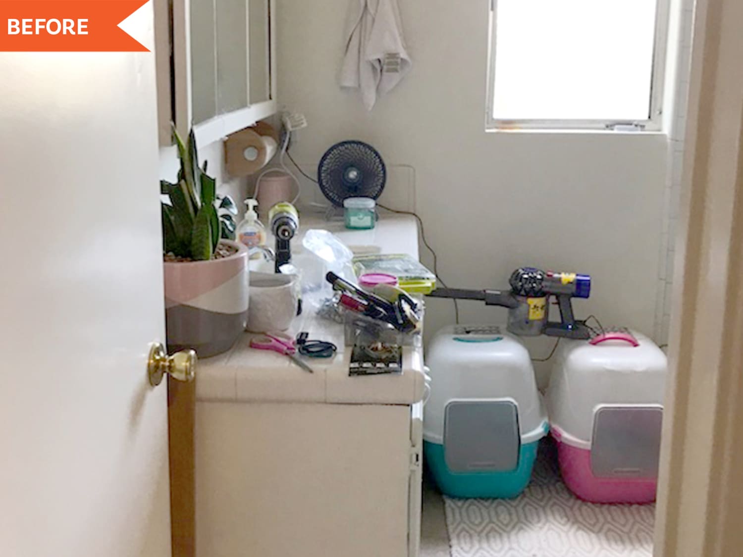 Litter Box Cabinet Makeover Before and After Photos Apartment